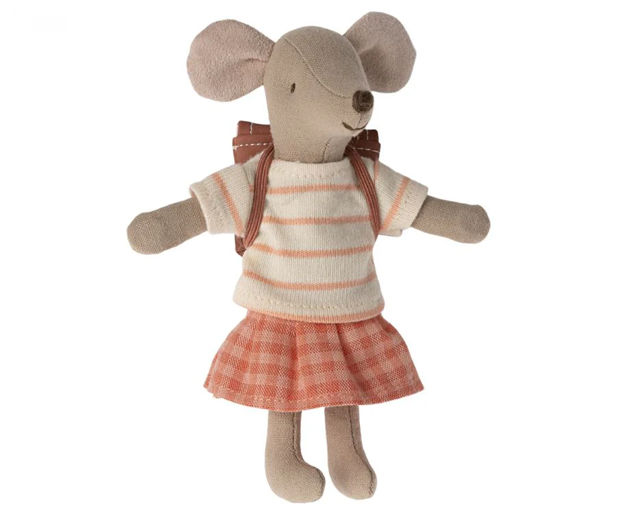 Maileg Tricycle Mouse, Big Sister coral