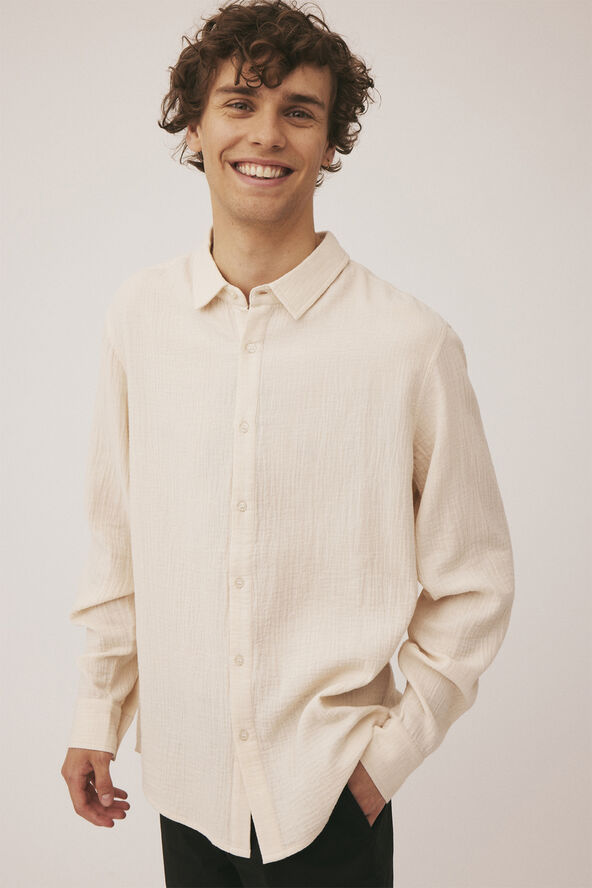 Magasin du Nord Collection Benn crincle shirt - Organic GOTS Rainy day