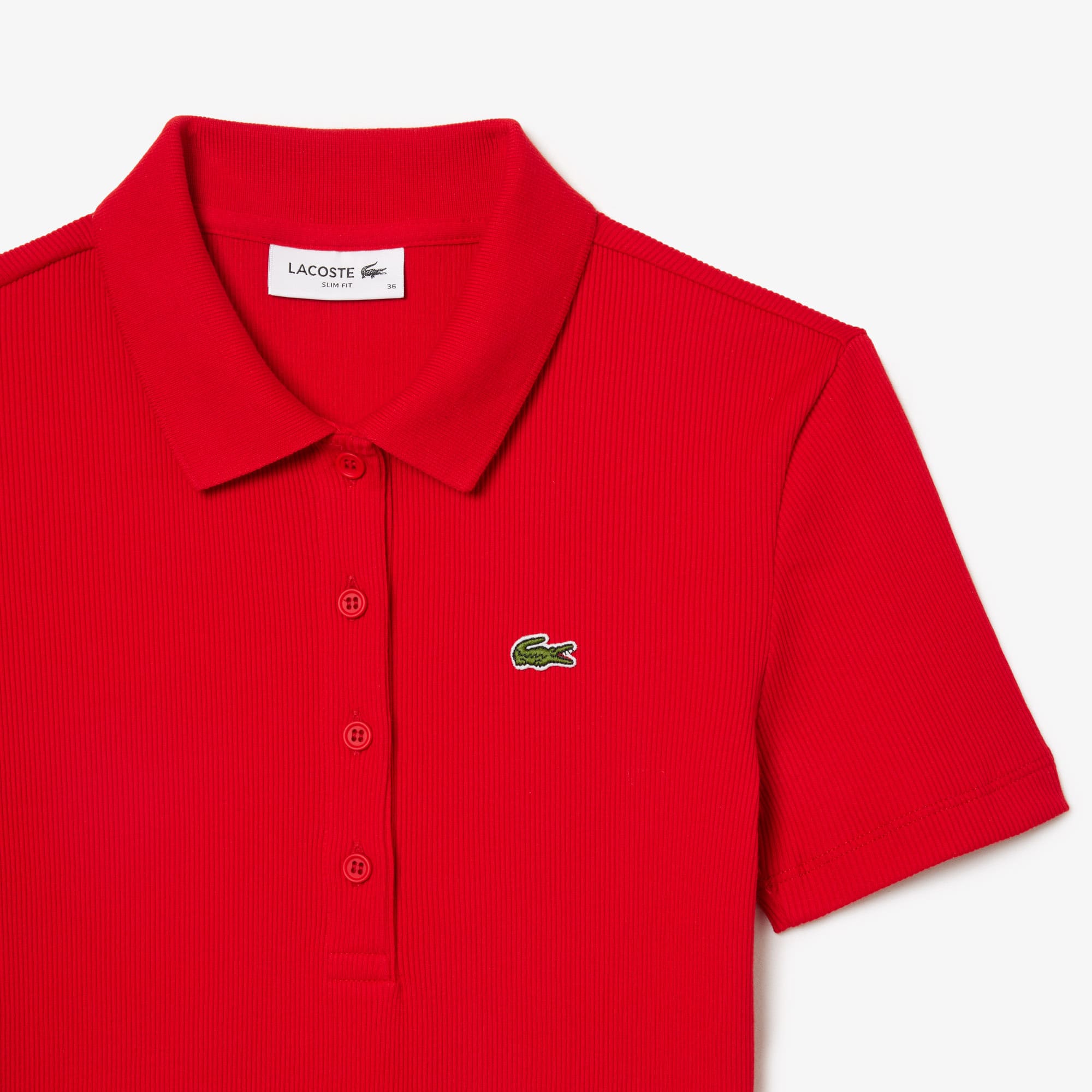 Damen LACOSTE Poloshirt in Slim Fit aus Bio-Baumwolle Kurze Ärmel - Rot - Lacoste - Damen