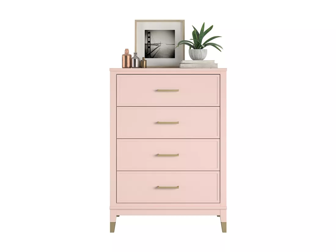 Westerleigh | Commode à 4 tiroirs en MDF rose
