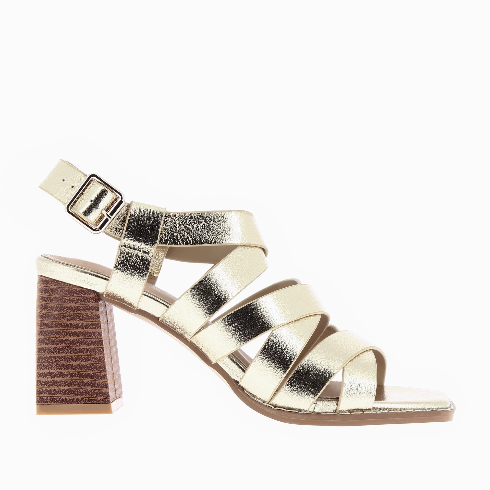 Sandales à talon, Compensées-Sandales Carrie or à multibrides croisées et talon haut