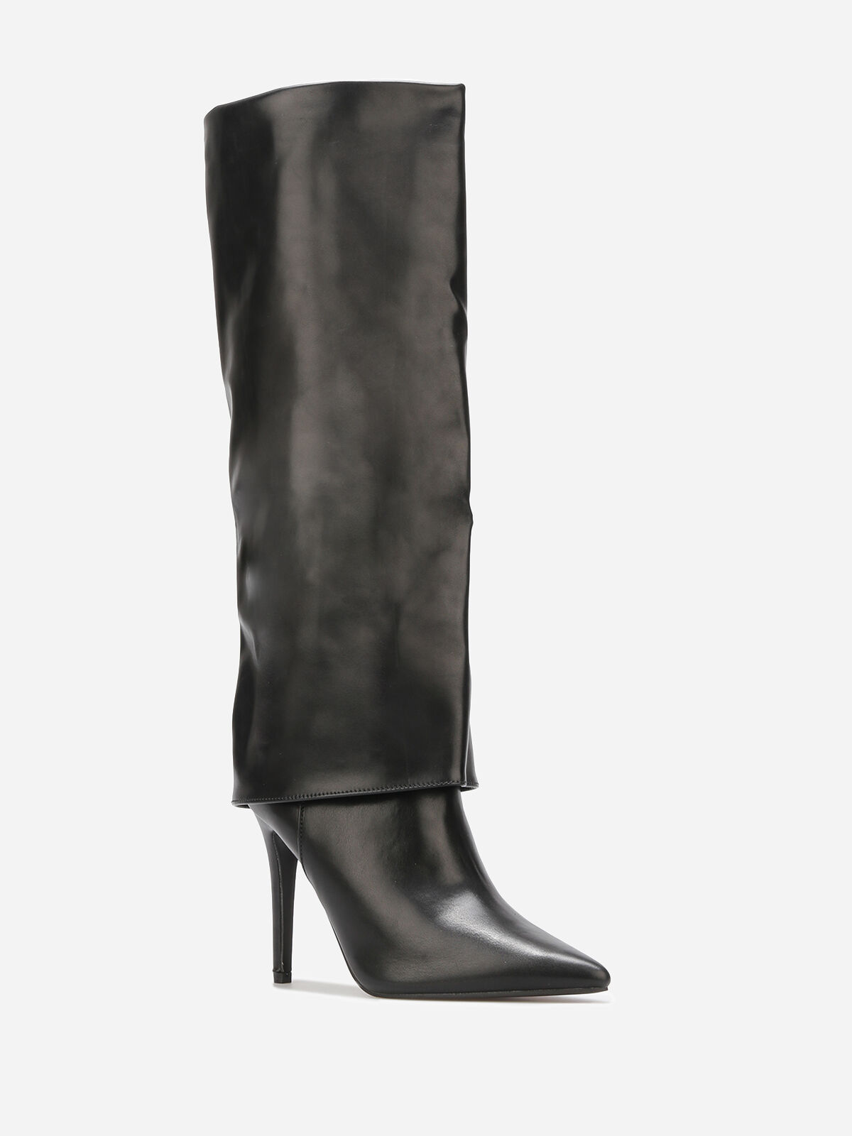 Bottes à rabats avec talon aiguille- Noir