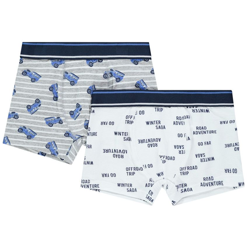 Lot de 2 boxers à imprimés fantaisie - Blanc