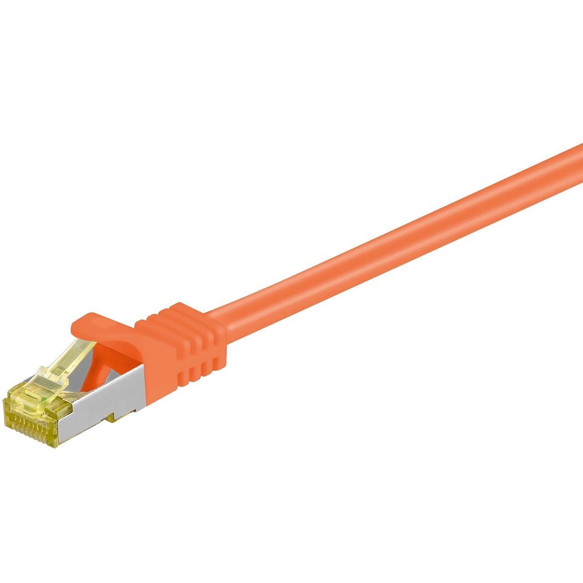 RJ45 patchkabel CAT 6A S/FTP (PiMF), 500 MHz, med CAT 7 råkabel, oransje