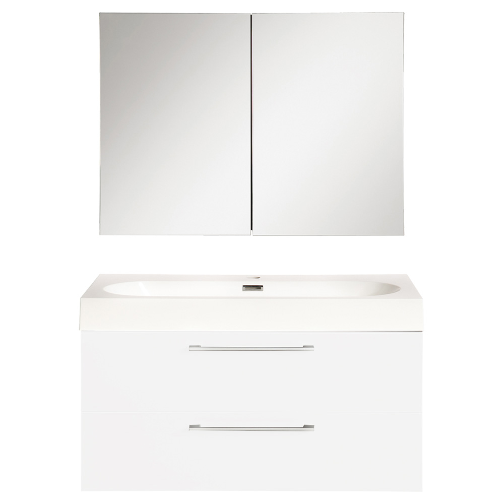 Differnz Somero badmeubelset 80cm spiegelkast hoogglans wit