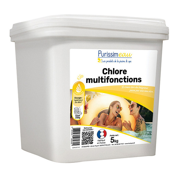 Chlore multifonctions PurissimEau galets de 250 g, 5 kg