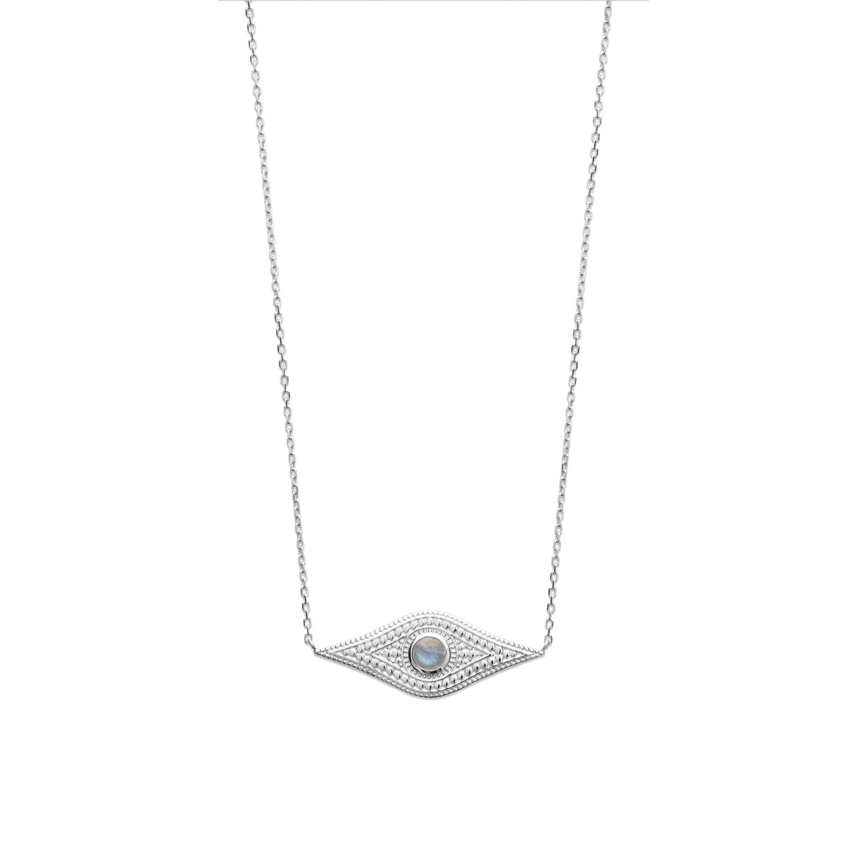 Collier plaqué or ou argent avec une pierre Labradorite YUMA - Bijoux Privés Discovery