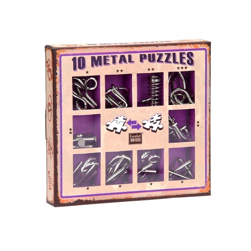Lot de 10 casse-têtes métal Eureka - boîte violette