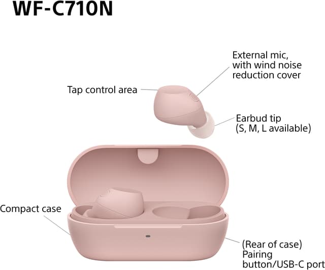 Sony WF-C710N true wireless in-ear høretelefoner (pink)