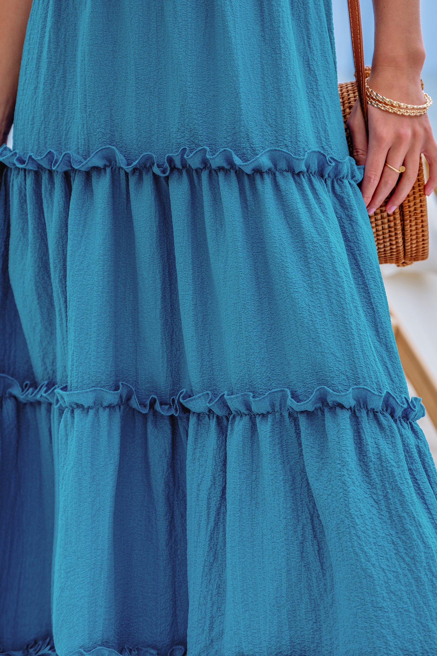 Robe maxi tube à volants et volants
