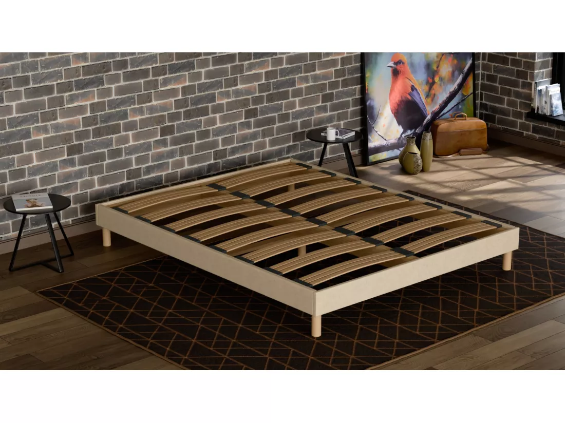 Sommier à Latte 180x200 cm - Bois Épicéa Structure Solide Haute Qualité - Beige - Silencieux, Confortable et Résistant - Primoto Douce Lune