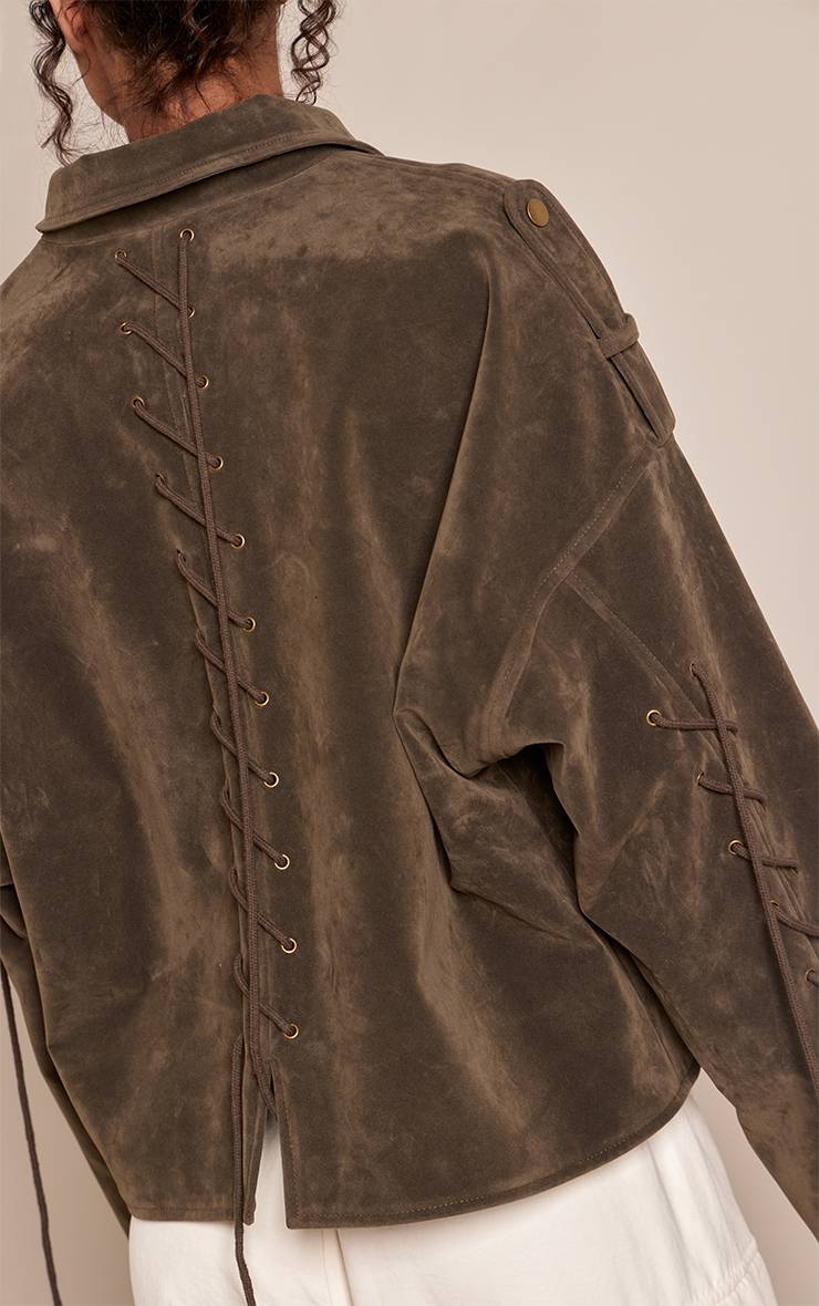 Kaki Veste En Synthétique À Laçage Au Dos