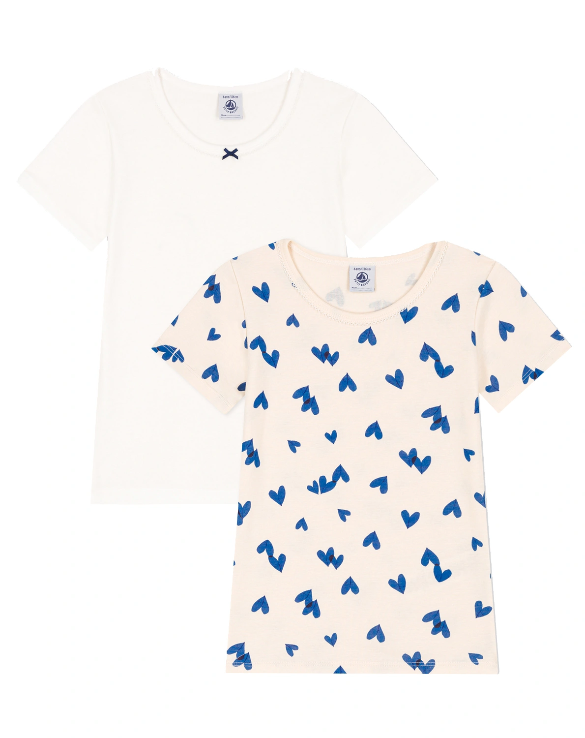 T-Shirt HEARTS 2er Pack in beige/weiß