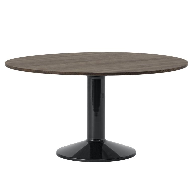 Muuto Midst eettafel Ø140 zwart onderstel, donker geolied eiken