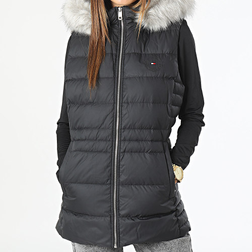 Doudoune Sans Manches Capuche Fourrure Femme Tyra Down 9744 Noir
