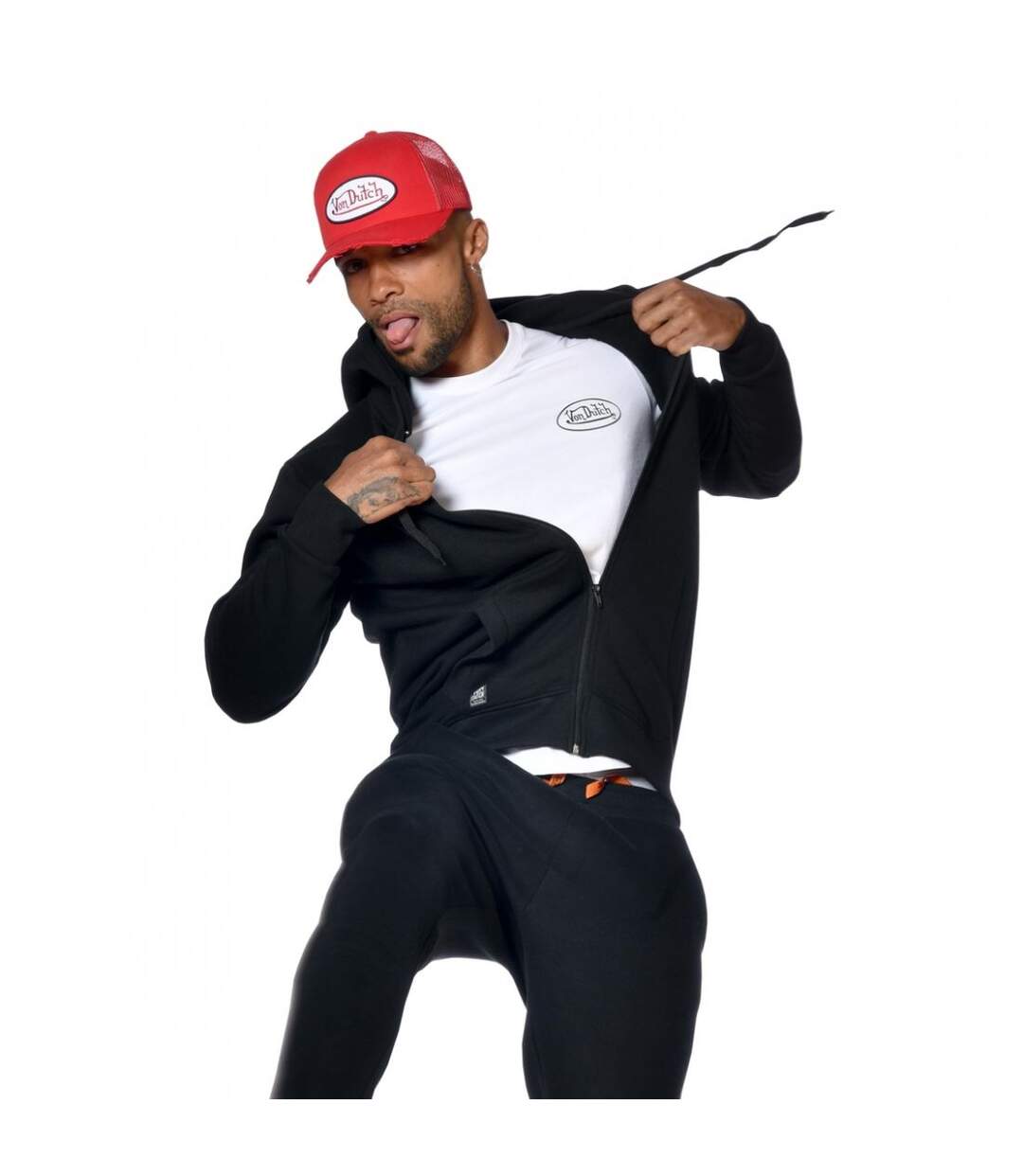 Sweat Von Dutch homme zippé à capuche imprimé devant Sliman