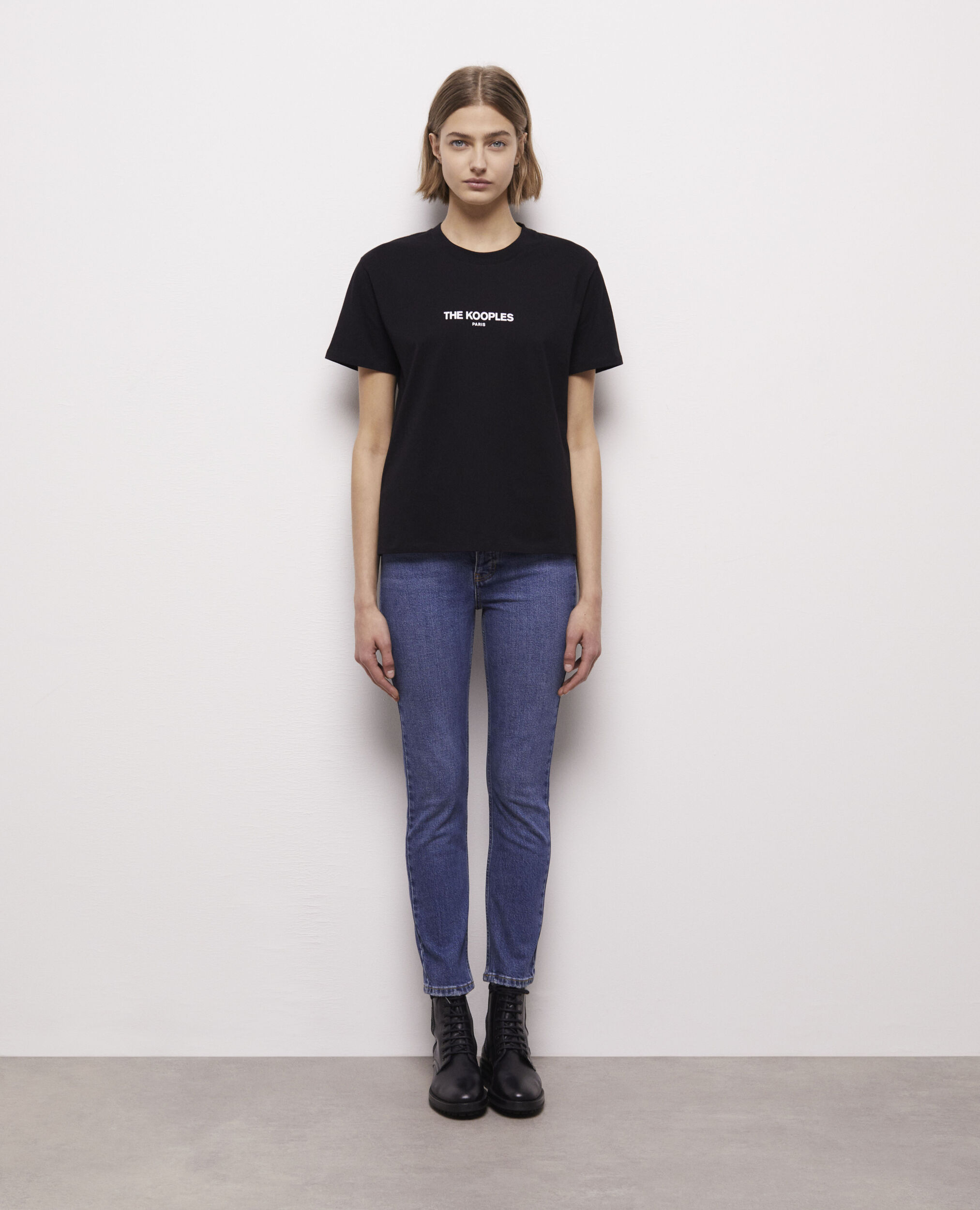 T-shirt noir coton à logo imprimé