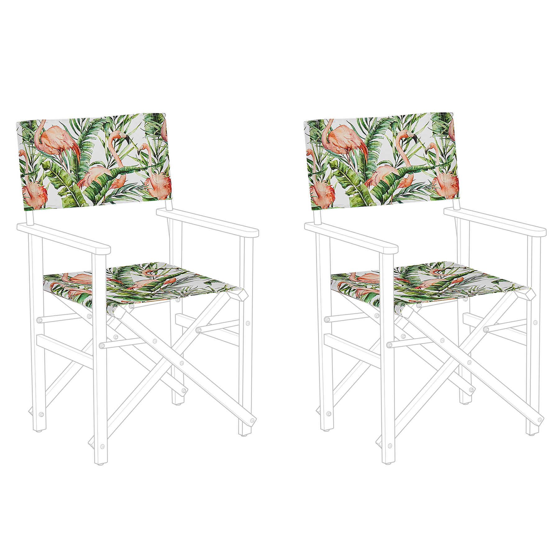 Beliani - CINE - Ligstoel doek set van 2 - Groen Flamingo - Polyester