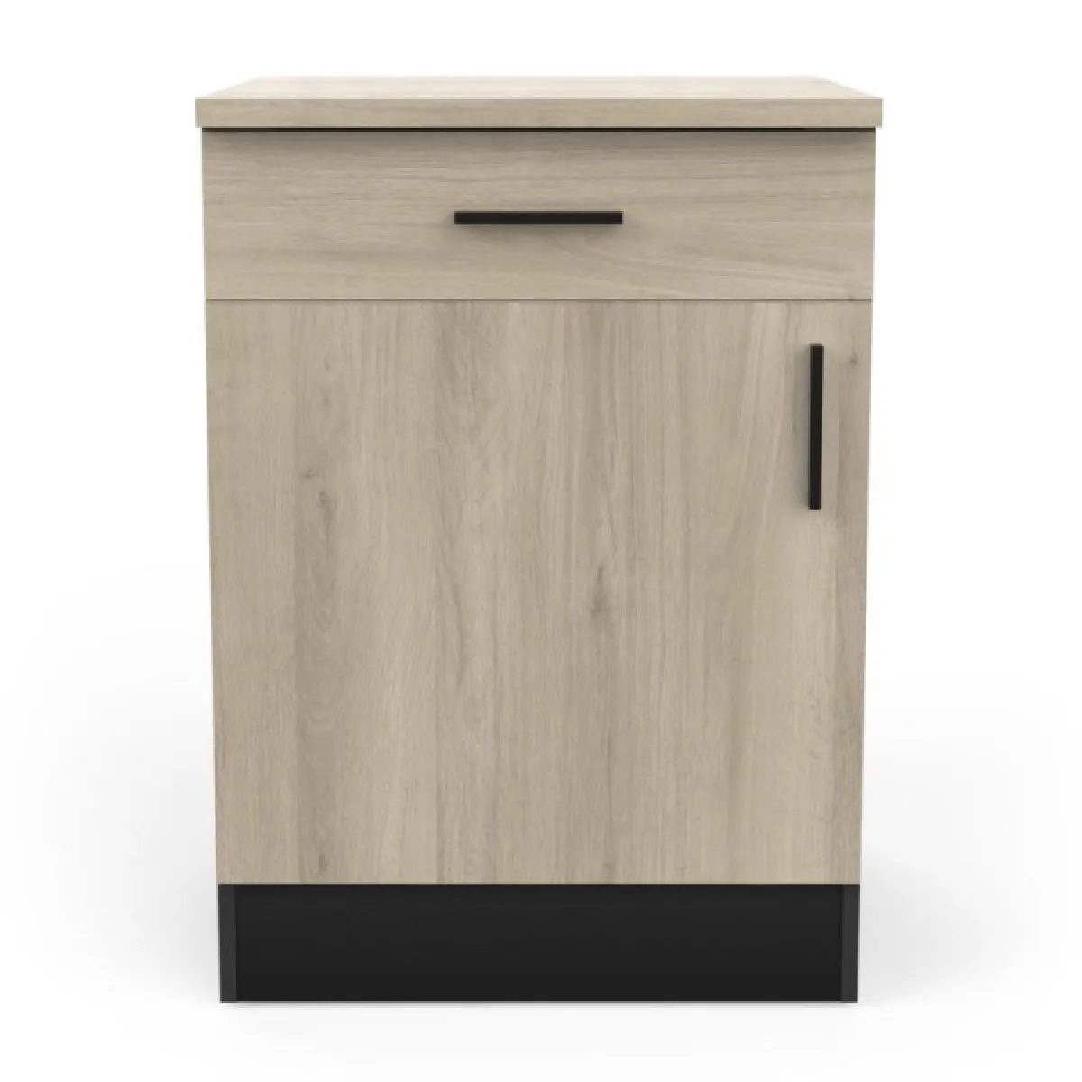 Dansmamaison Meuble de Cuisine 60 cm Noir/Chêne - ABINCI