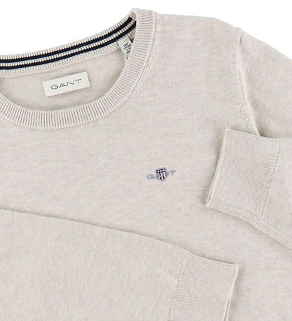 GANT Bluse - Shield Classic+ Cotton C-Ausschnitt - Strick - Ligh
