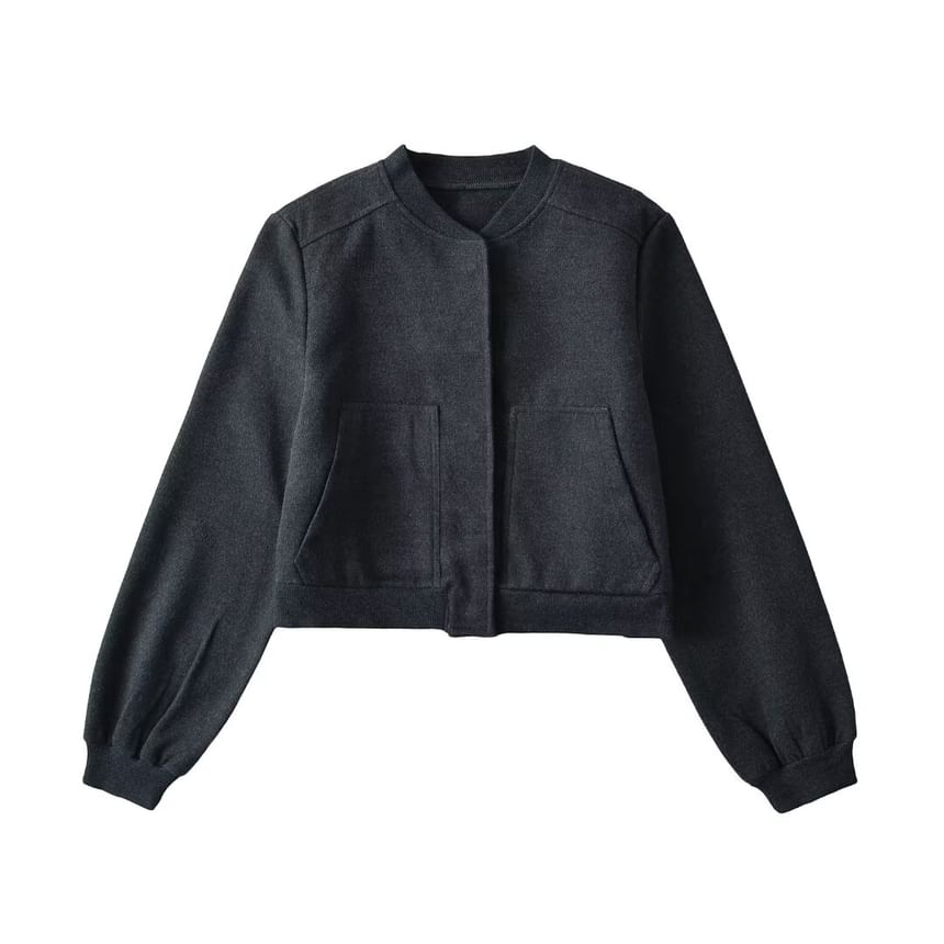 Hollahop - Effen cropped bomberjack met knopen