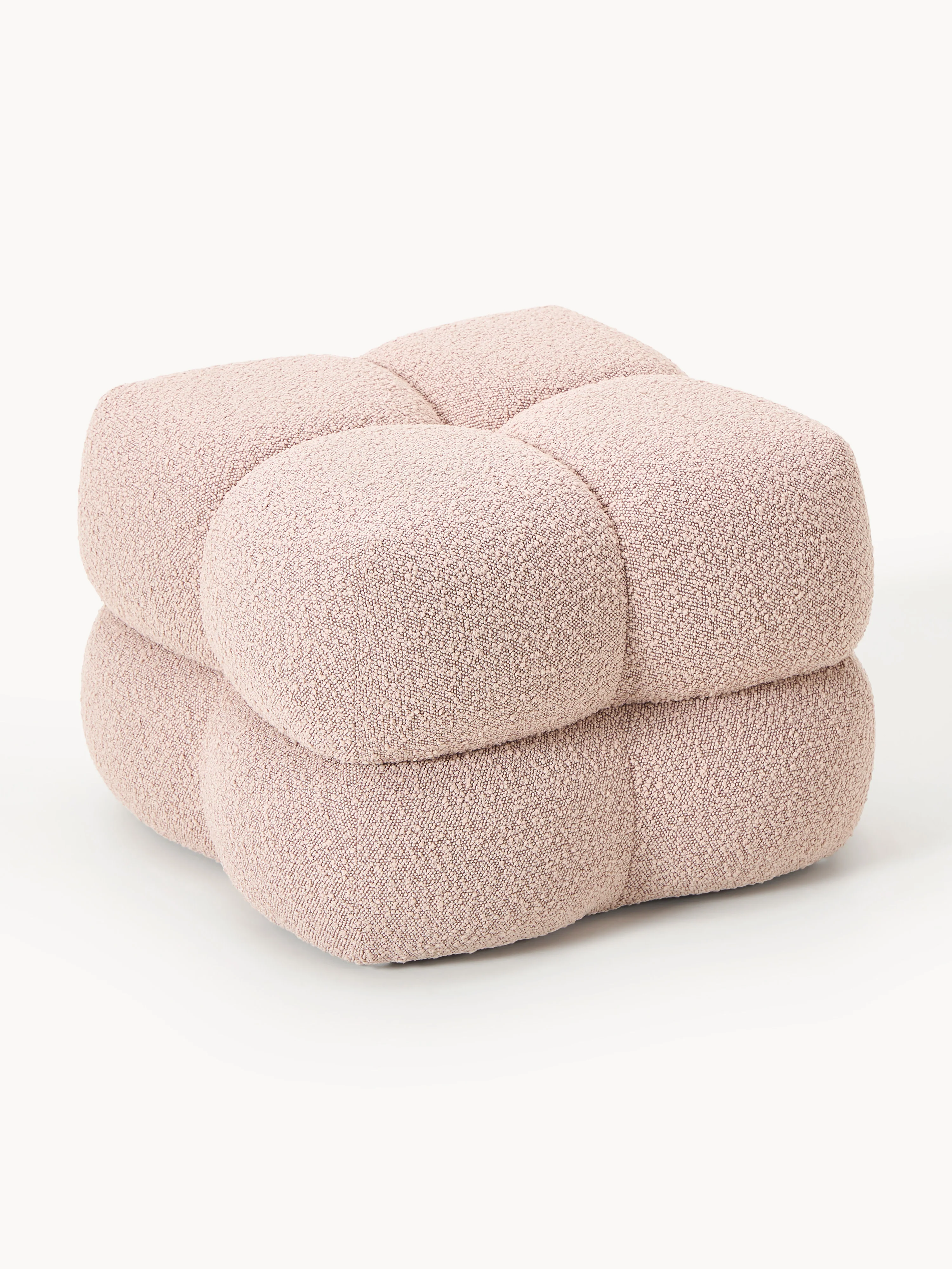 Bouclé gestoffeerde poef Ellie