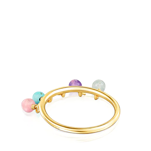 Anel Cool Joy com banho de ouro 18k sobre prata e pedras preciosas multicoloridas.