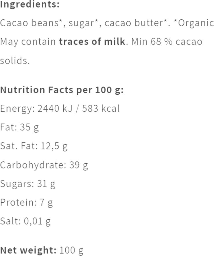 Friis-Holm Organic O'payo 68% 100 g økologisk