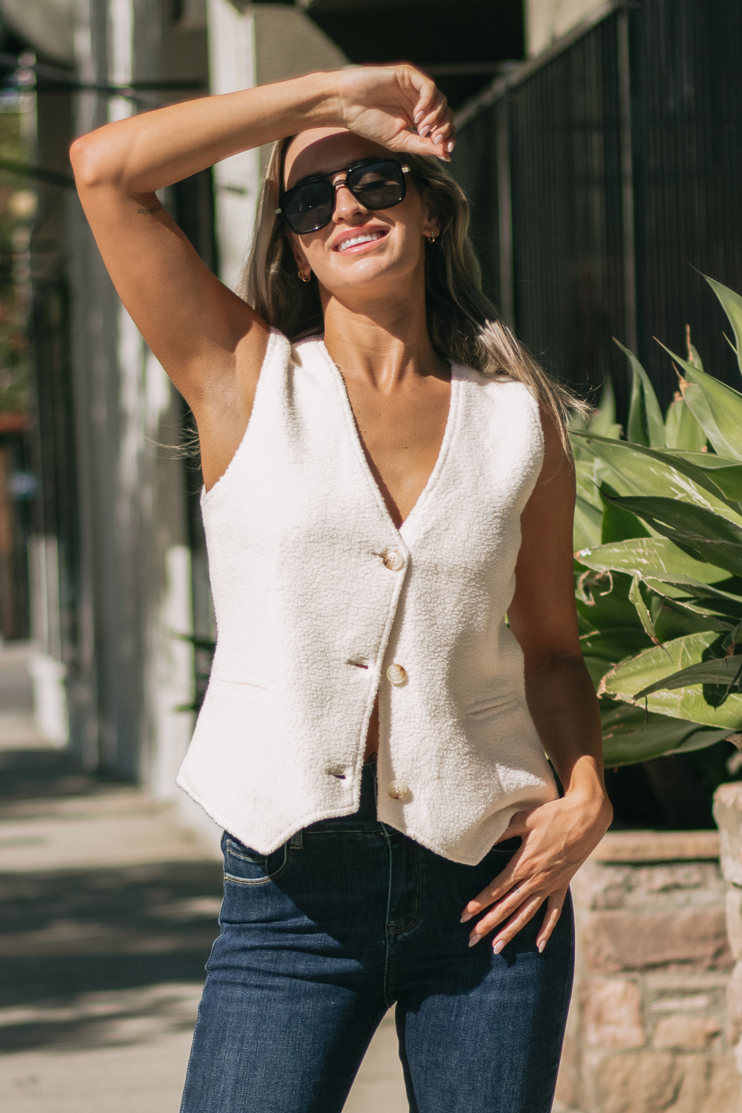 Gilet blazer en tricot duveteux