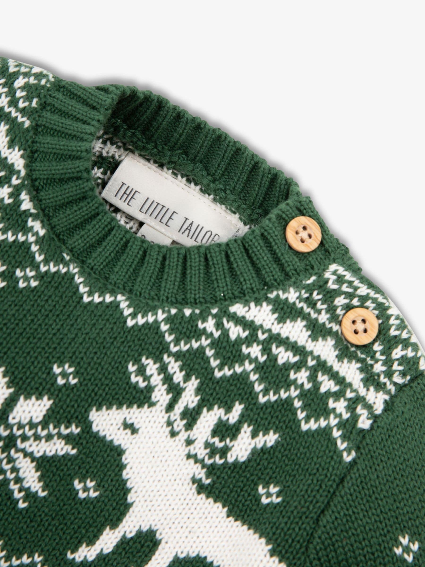Groen - Kersttrui voor baby's met rendieren en fairislepatroon