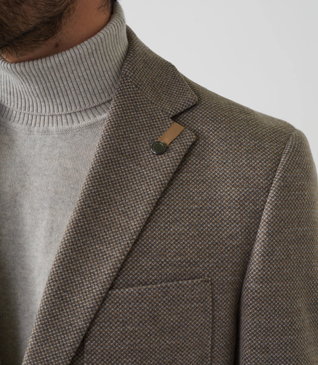 Veste casual en maille faux uni beige 