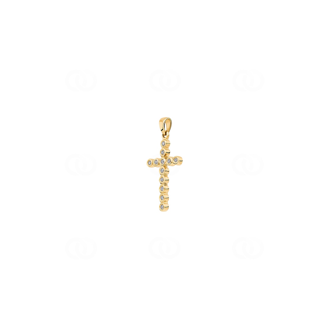 Anhänger 750/18 K Gelbgold Kreuz mit Diamanten 0.07 ct H/si