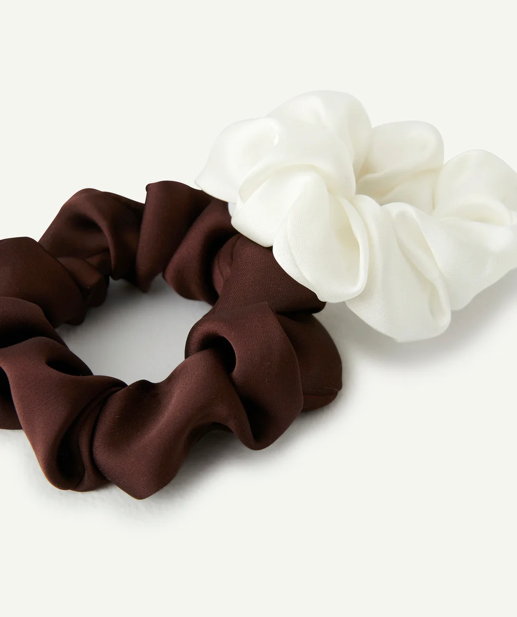 CHOUCHOU EN SATIN MARRON ET BLANC FILLE