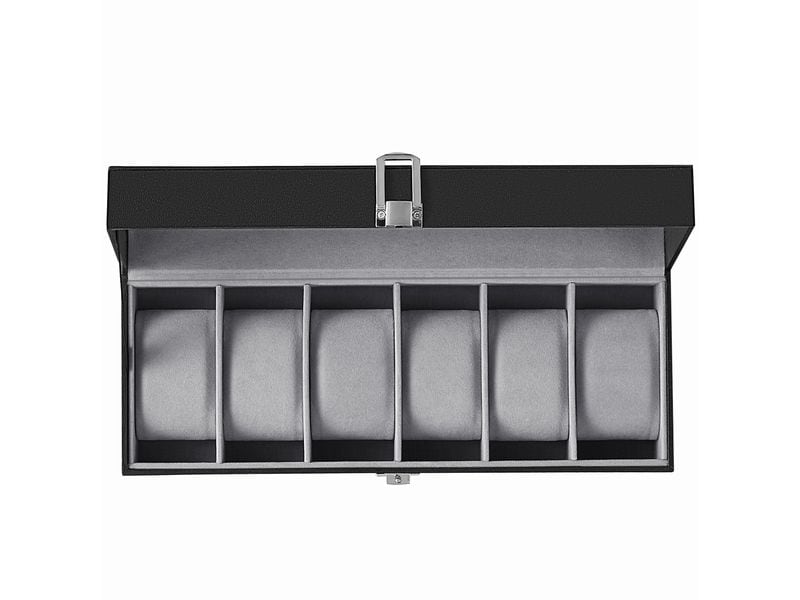 Songmics Uhrenbox 11.2 cm, Grau/Schwarz Uhrenschatulle