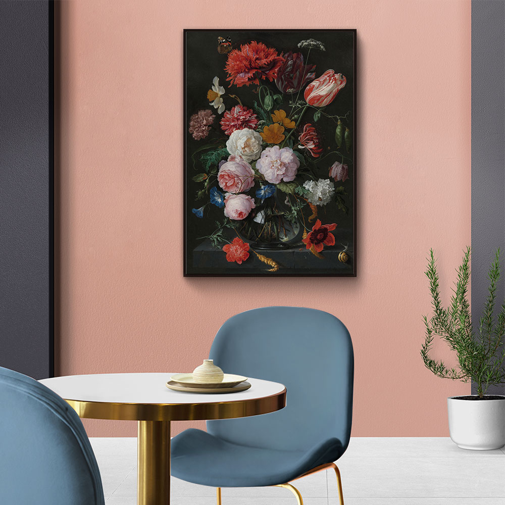 Walljar poster ingelijst - De Heem - Stilleven Met Bloemen Poster ingelijst - 40 x 60 cm