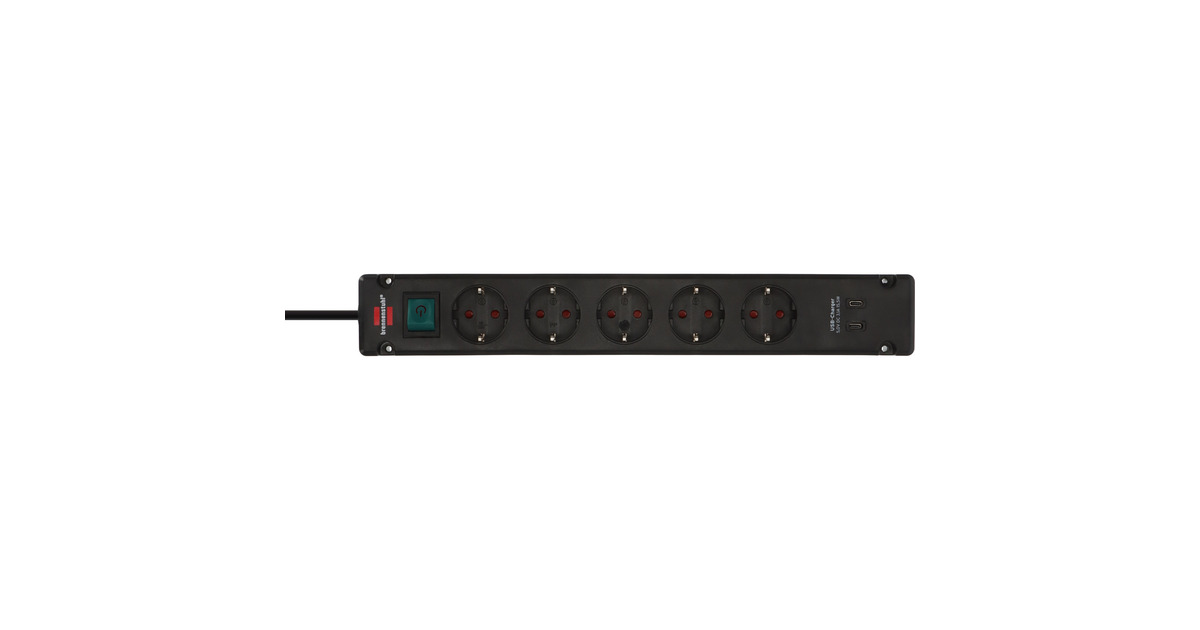 BrennenstuhlBremounta stekkerdoos 5-voudig met 2 USB C-laadcontactdozen stekkerdoos  (Zwart, 2x USB C)