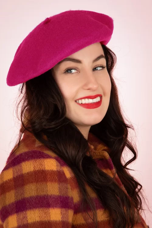 Banned Retro Claire baret in knalroze