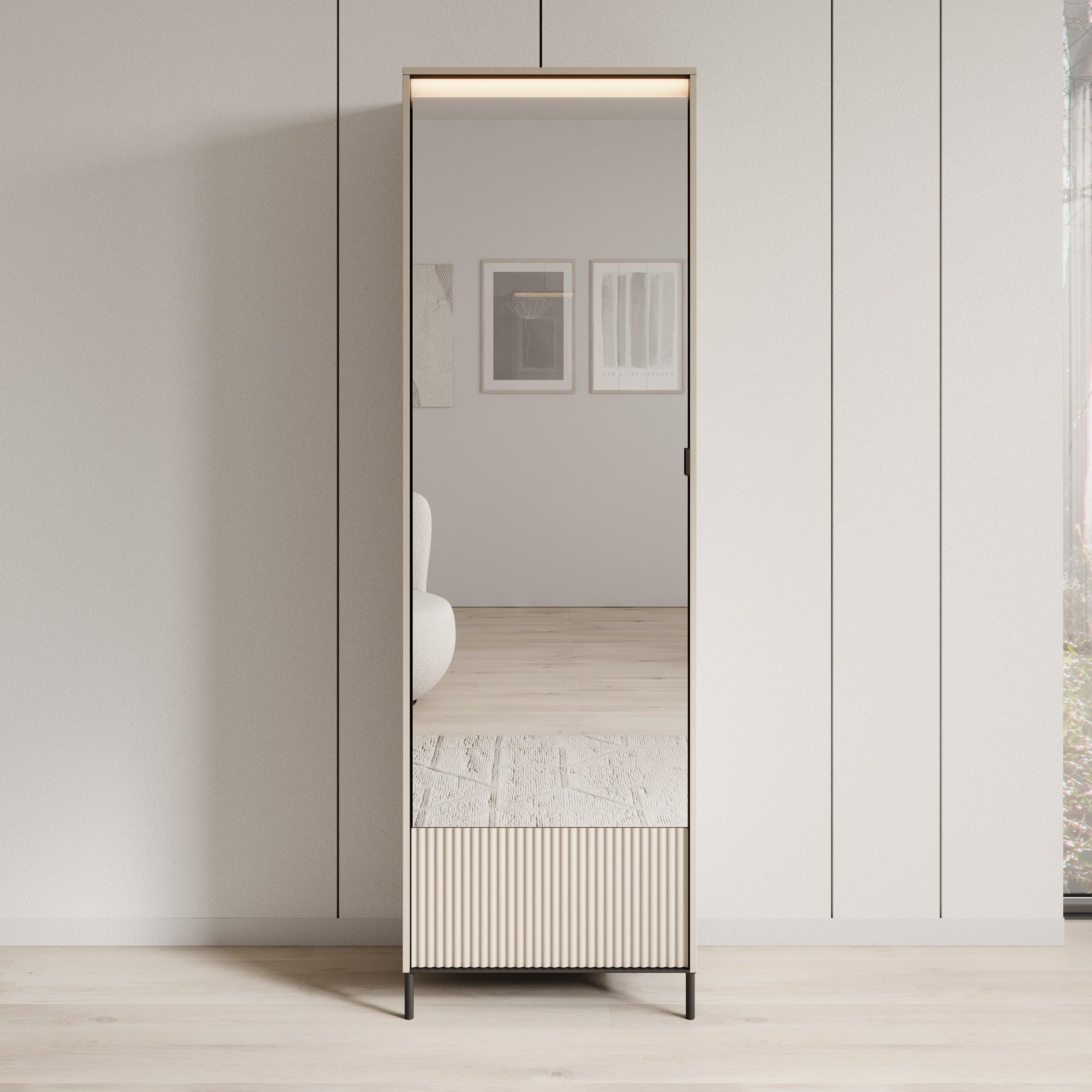 Timoteo - Halkast met deur - Beige - 65x40x210 cm