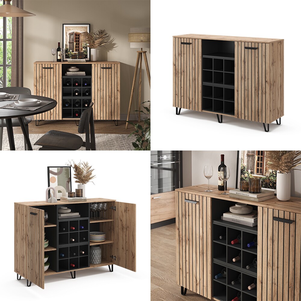 Vicco Sideboard Amber Eiche Wotan 134 x 100 cm mit 2 Türen