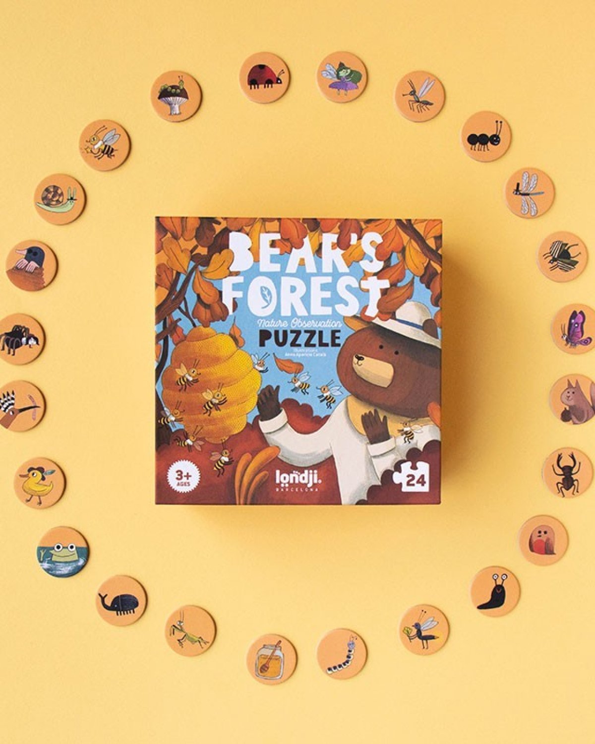 Puslespill og “Hvor er…”-spill – 2i1 Puslespill Barn 3år+ | Bear’s Forest