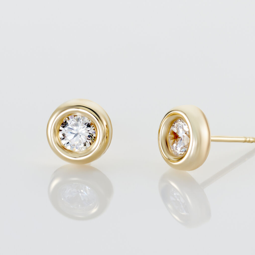 Boucles D'oreilles Puces Eden Serti Pneu Or Jaune Oxyde De Zirconium