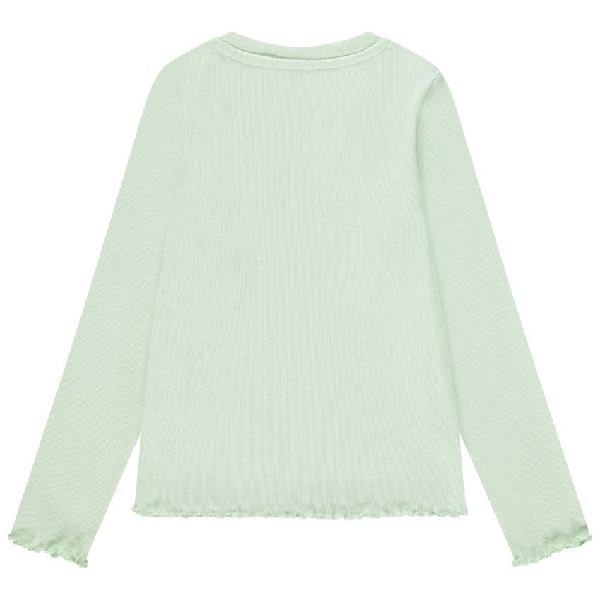 T-shirt manches longues en rib broderie coeur pour fille - Vert