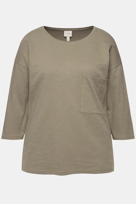 Shirt, Oversized, Rundhals, 3/4-Arm, Biobaumwolle