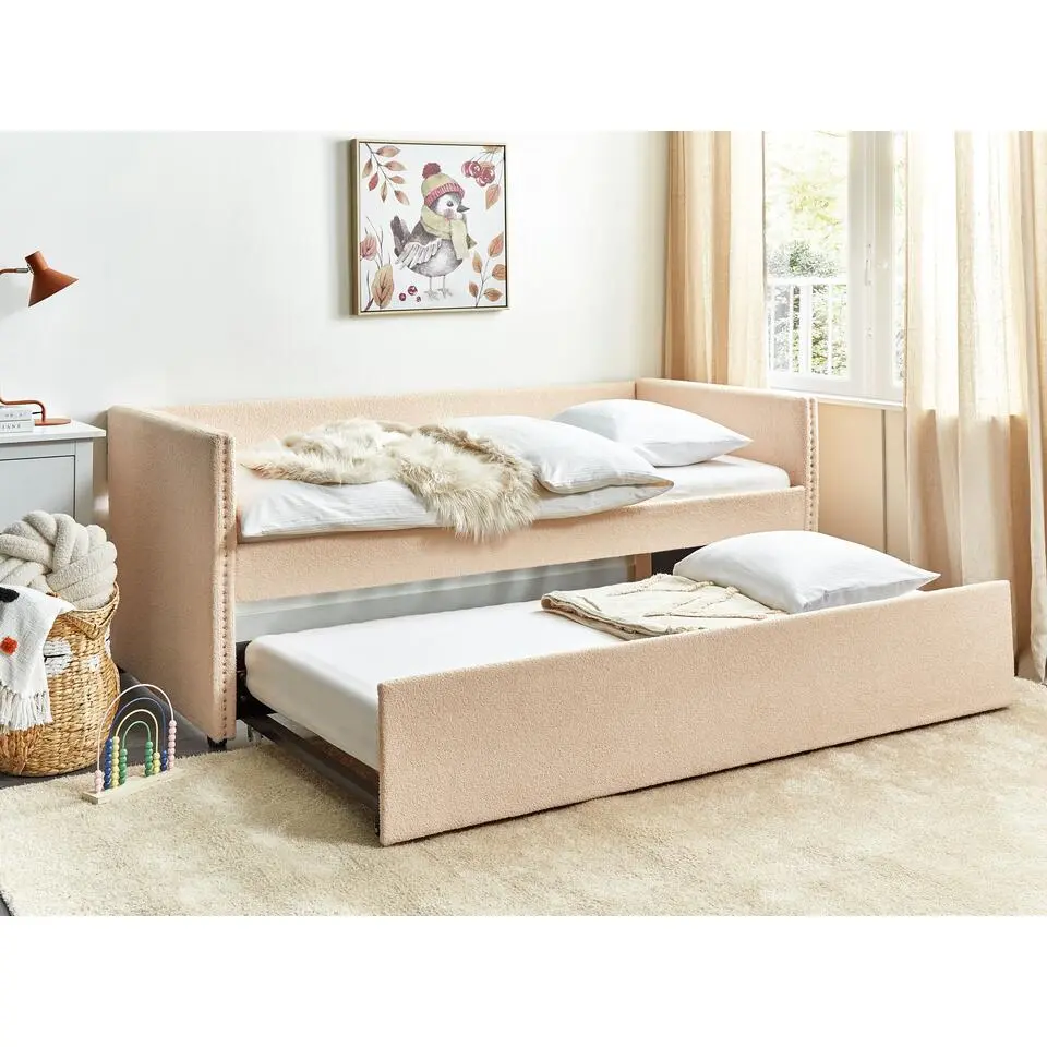 TROYES - Slaapbank - Perzik - 90 x 200 cm - Bouclé