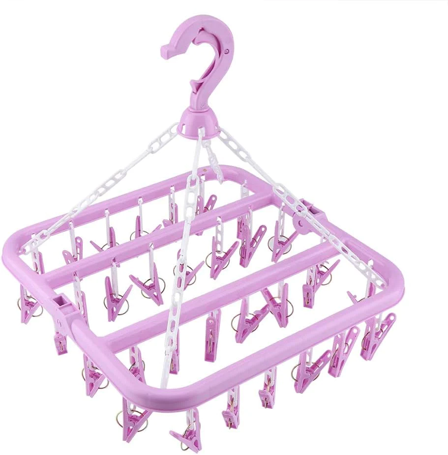 Séchoirs à Linge, 32 Clips Porte-vêtements Pliable aubergine Vendos85