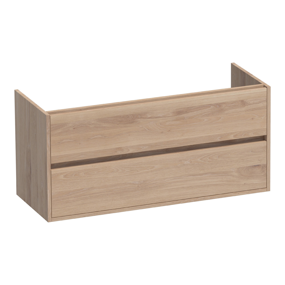 Brauer Adore onderkast 120cm met 2 softclose lades en 2 sifon uitsparingen lamellen eiken naturel
