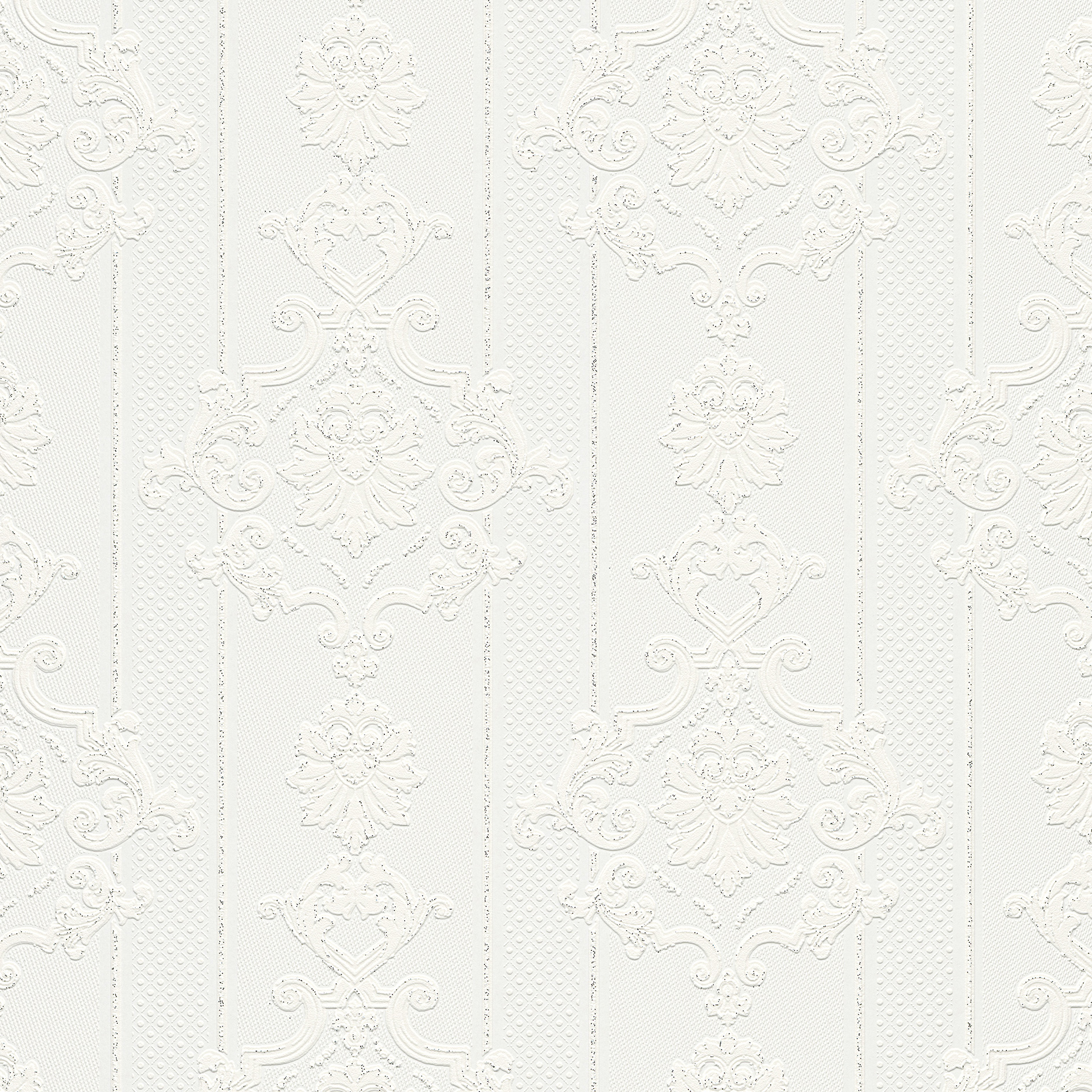 Papiertapete - weiß - Ornamente - 10 Meter