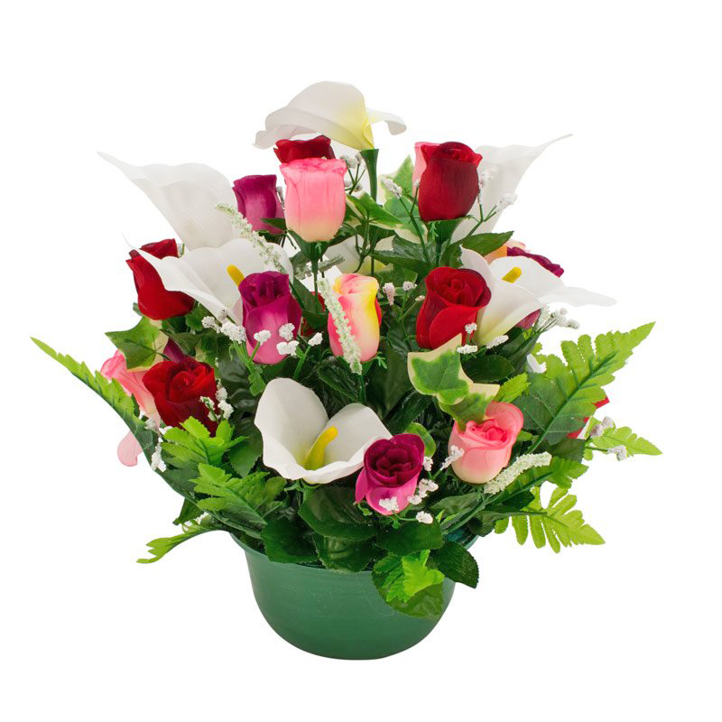 Potée lys et boutons de roses