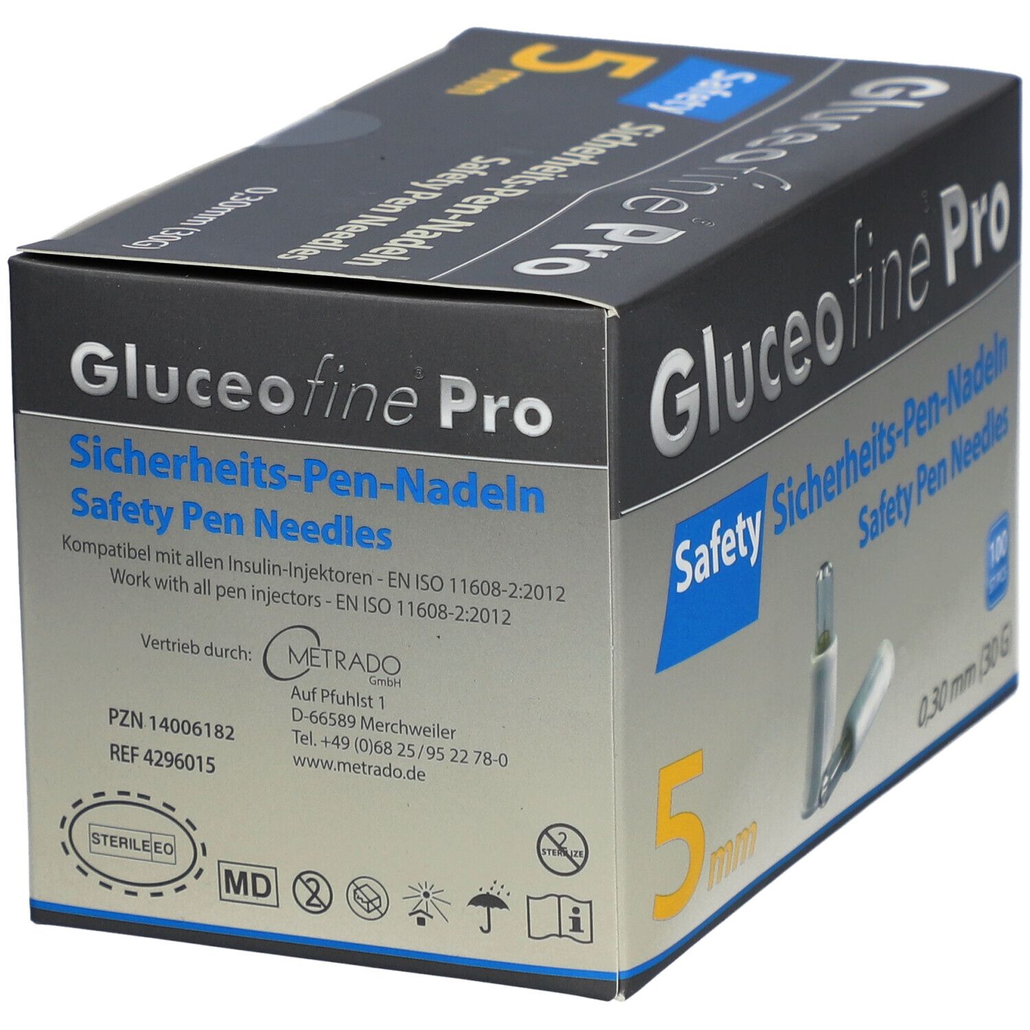 Gluceofine® Pro Safety Pen-Nadeln 30 G, 0,30 x 5 mm
