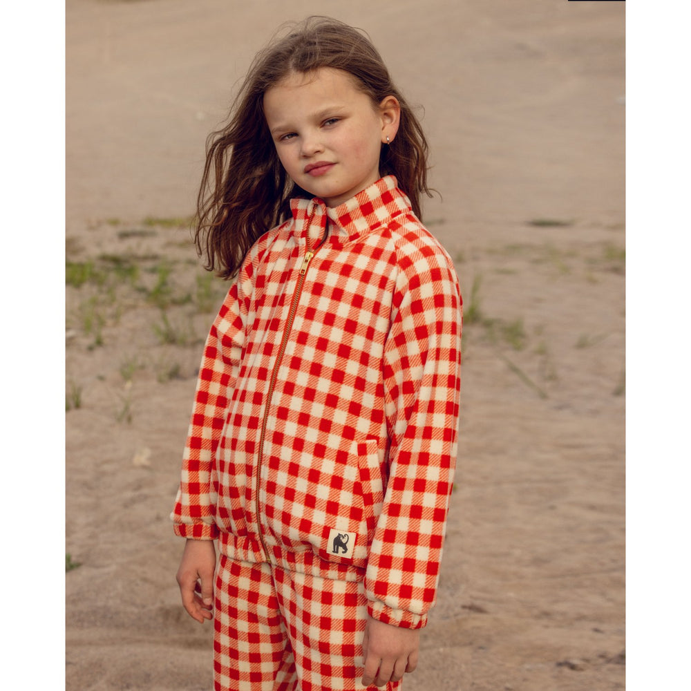 Køb Mini Rodini Red Gingham AOP Fleece Jakke